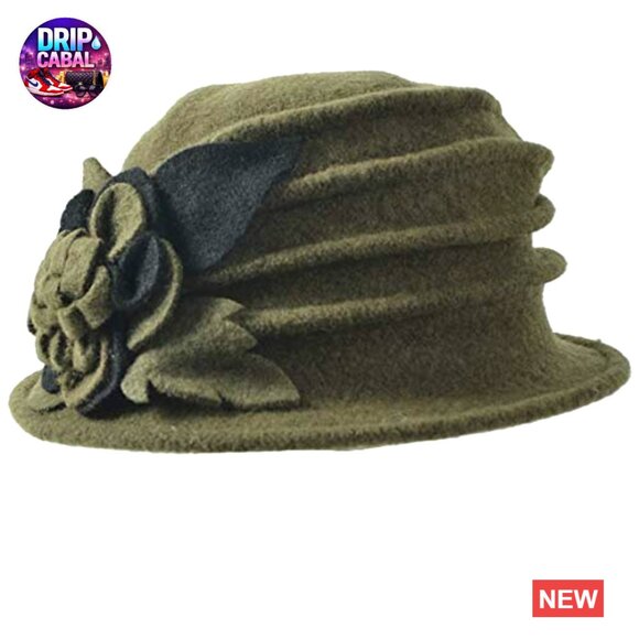 Vintage Wool Cloche Winter Hat with 3D Floral Pattern main image 6
